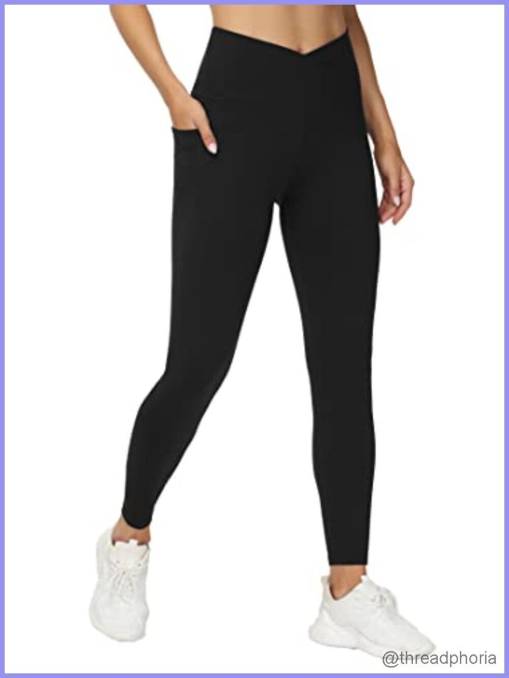 High Waist Cross Waist Workout Leggings with Pockets Tummy Control Yoga Pants